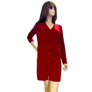 Josephine Chaus Red Button- Down Shirt Dress